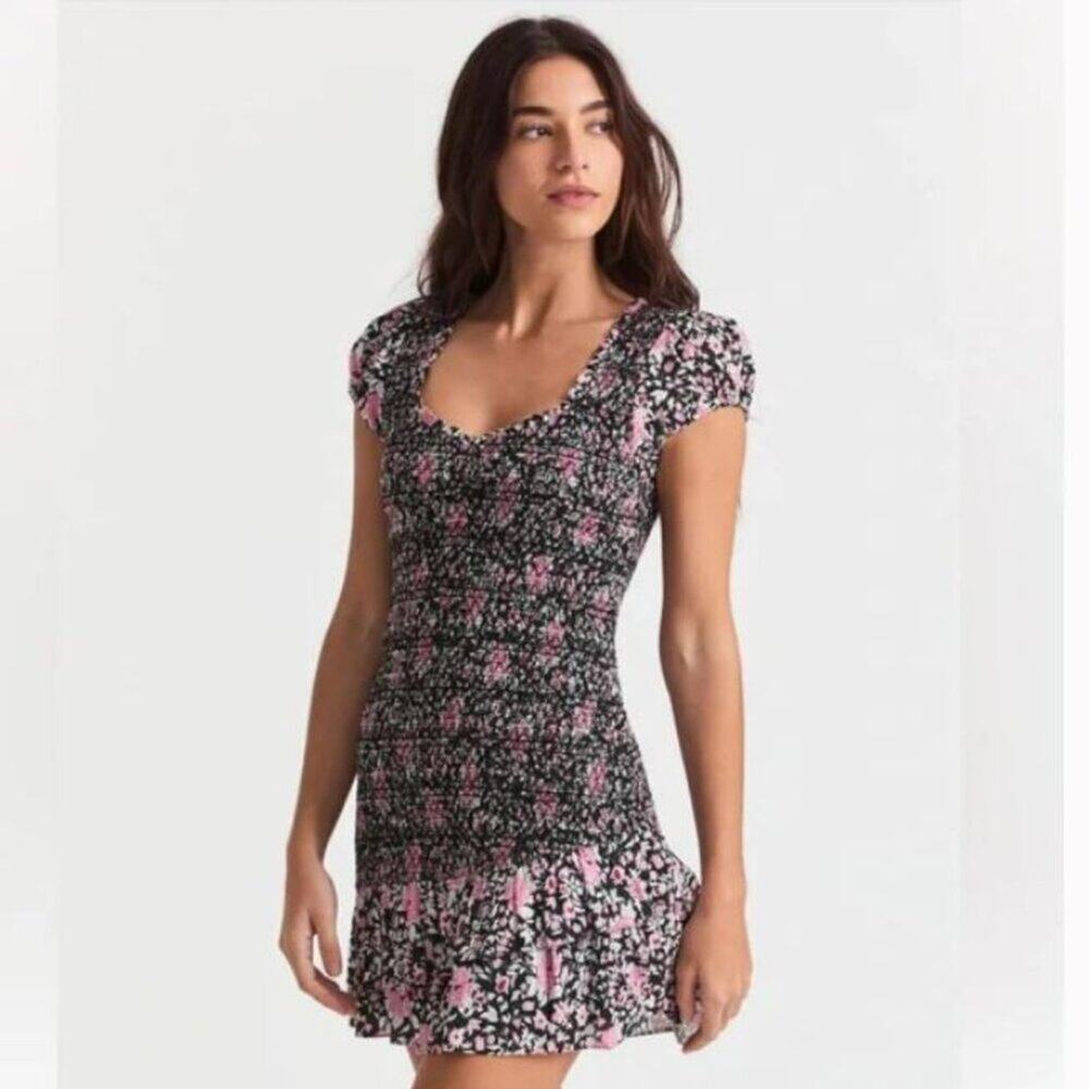Loveshackfancy Trevor Mini Smocked Ruffle Dress in Raspberry  Spice Latte Sz XS